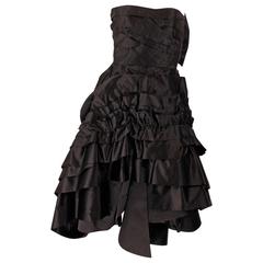 Prada Strapless Dress - Black Silk
