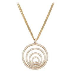 Chopard 18kt Gold & 3.17ct Diamond "Happy Spirit" Circle Pendant Necklace