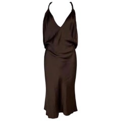 F/W 2002 Gucci by Tom Ford Brown Silk Dress 38