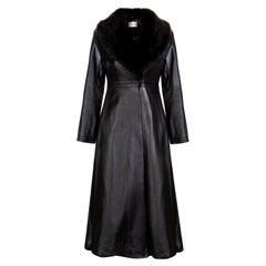 Manteau en cuir Verheyen London Edward avec col en fausse fourrure noire - Taille UK 10