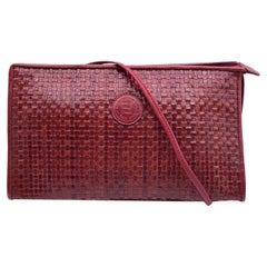 Fendi Vintage Red Woven Leather Shoulder Messenger Bag