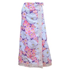 Used Lilly Pulitzer Hot Pink Floral Maxi Skirt, 1960's