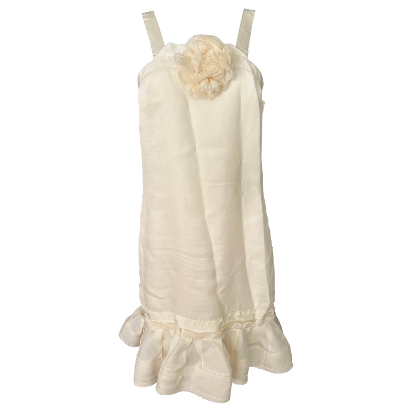 2008 Lanvin Paris Mini Dress in seta bianca, taglia 38 in vendita