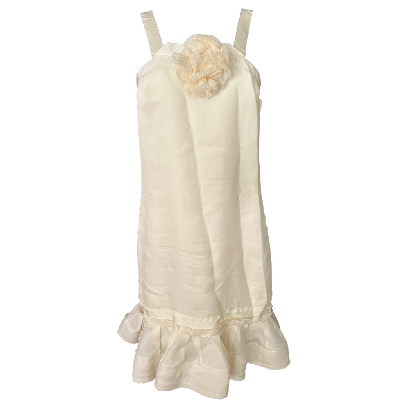 2008 Lanvin Paris White Silk Mini Dress, Size 38 For Sale