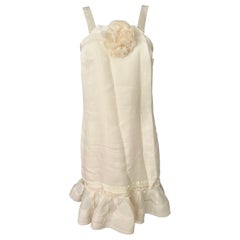 2008 Lanvin Paris White Silk Mini Dress, Size 38