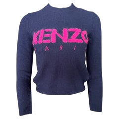 Kenzo Paris Navy & Pink Wool Pullover Sweater