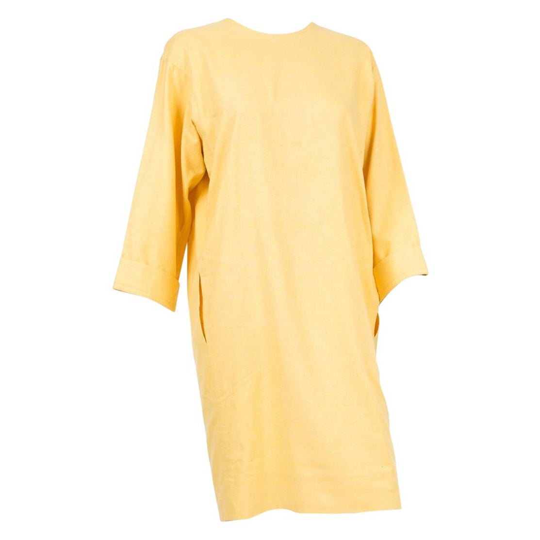 1990s Yves Saint Laurent YSL Silk Yellow Dress