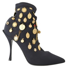 Dolce & Gabbana leather suede coins heels boots 