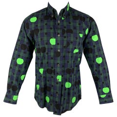 COMME des GARCONS x The Beatles Size M Navy Green Plaid Long Sleeve Shirt