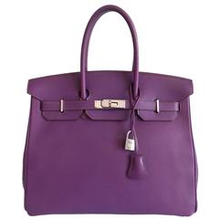 Hermes Purple Birkin 35 in Ultraviolet, Swift leather and Palladium