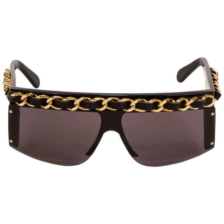 Chanel Rare 1980's Gold Chain Sunglasses at 1stDibs