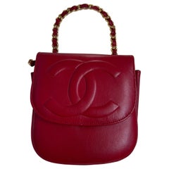 Vintage 90s Chanel Red Top Handle Bag