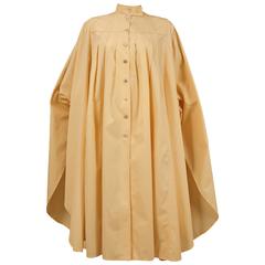 Retro Bill Gibb ivory cotton pleated opera coat, C. 1978