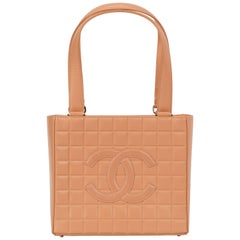 Chanel Peach Lambskin Chocolate Bar Tote