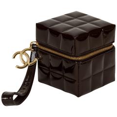 Chanel Dark Brown Patent Cube Evening Bag