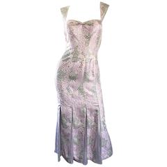 Lily Samii Alligator Reptile Print Pink + Purple + Grey Silk Carwash Hem Dress