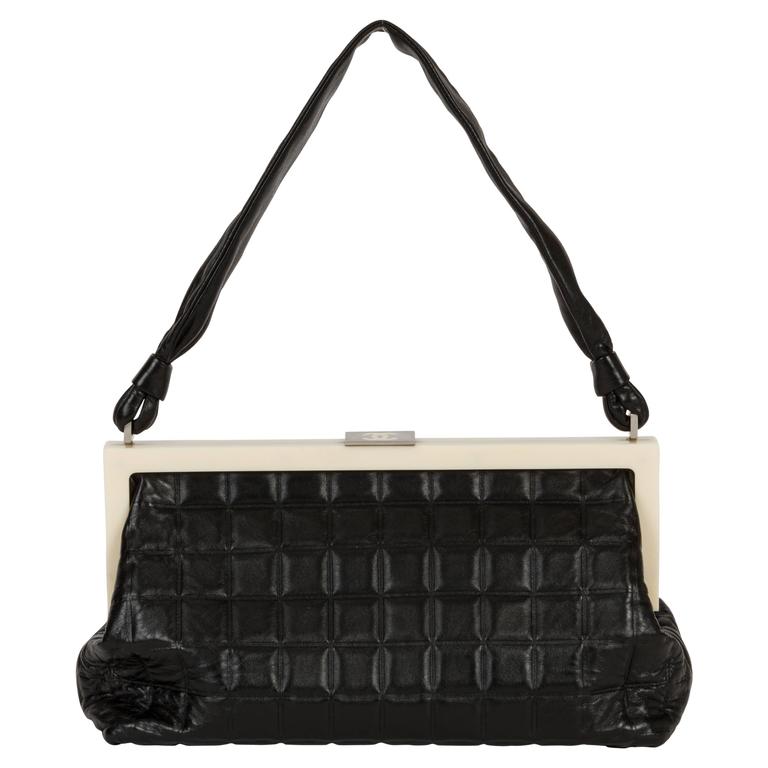Chanel Black and White Frame Quilted Bag at 1stDibs