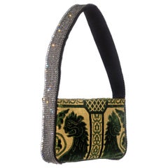 Dolce & Gabbana gold and green brocade mini bag with crystal mesh strap, ss 2000