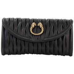 Vintage Bvlgari Leone Black Leather Clutch Bag