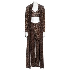 Antique Dolce & Gabbana leopard print silk coat, pants and bra ensemble, ss 1997