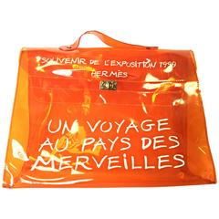 Vintage Hermes a rare transparent orange vinyl Kelly bag Japan Limited Editio