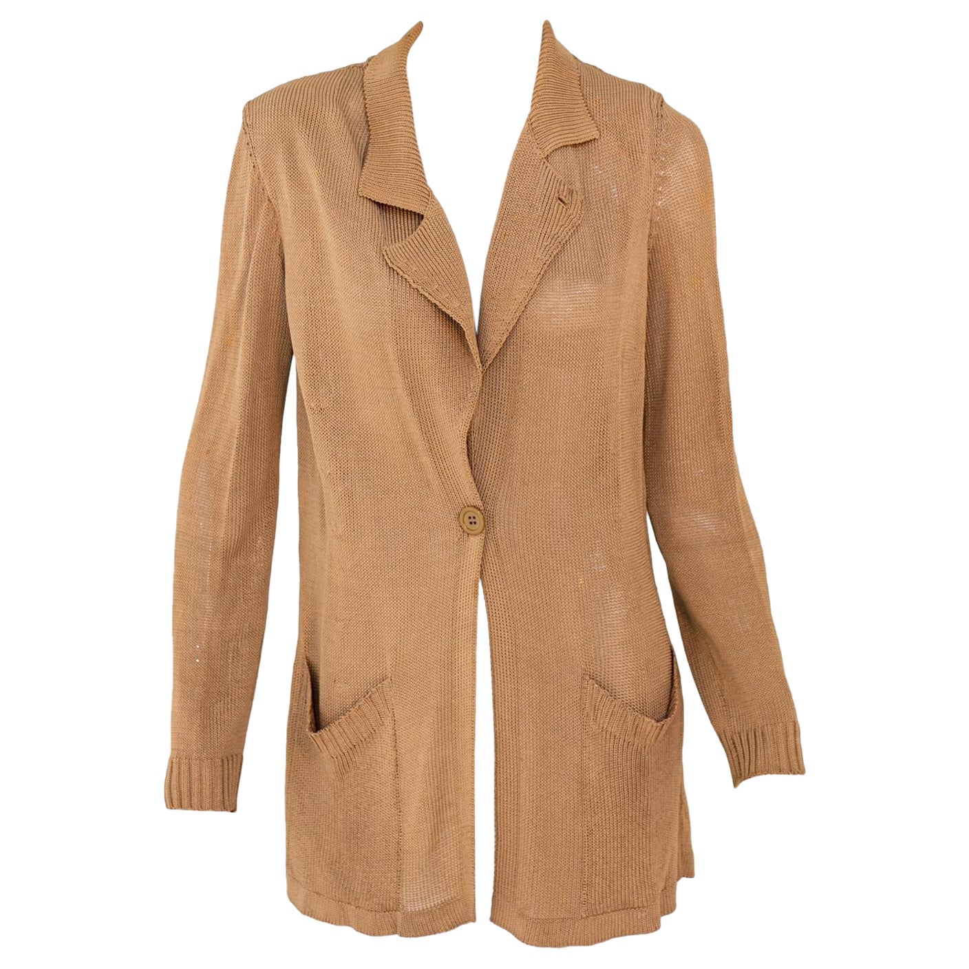 Krizia - Cardigan léger camel vintage en vente