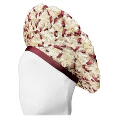 Chapeau béret français en rubans d'écureuil Rafia et celluloïd transparent Circa 1943