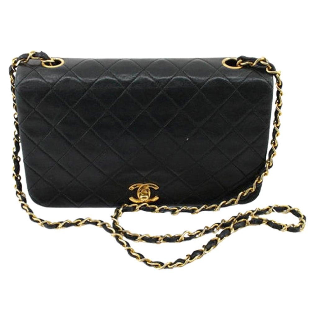 MONOCHROME 24 QUILTED BLACK LAMBSKIN CHAIN SHOUDER BAG