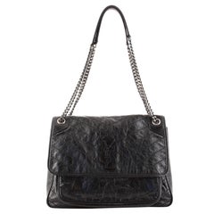 Saint Laurent Niki Chain Flap Bag Matelasse Chevron Leather Large