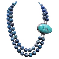 A.Jeschel Spectacular Chrysocolla necklace with Turquoise clasp 