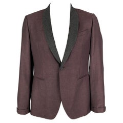 JOHN VARVATOS Size 42 Purple Charcoal Jacquard Wool Sport Coat