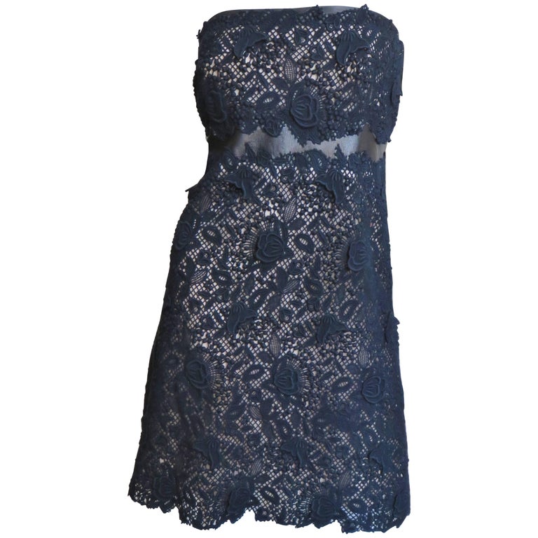 Valentino New Lace Strapless Dress For Sale at 1stDibs