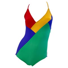 1970s Giorgio di Sant Angelo Color Block One Piece Vintage Swimsuit / Bodysuit