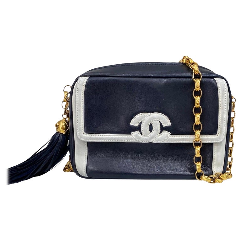 Chanel Camera Bag Vintage Blue White For Sale at 1stDibs
