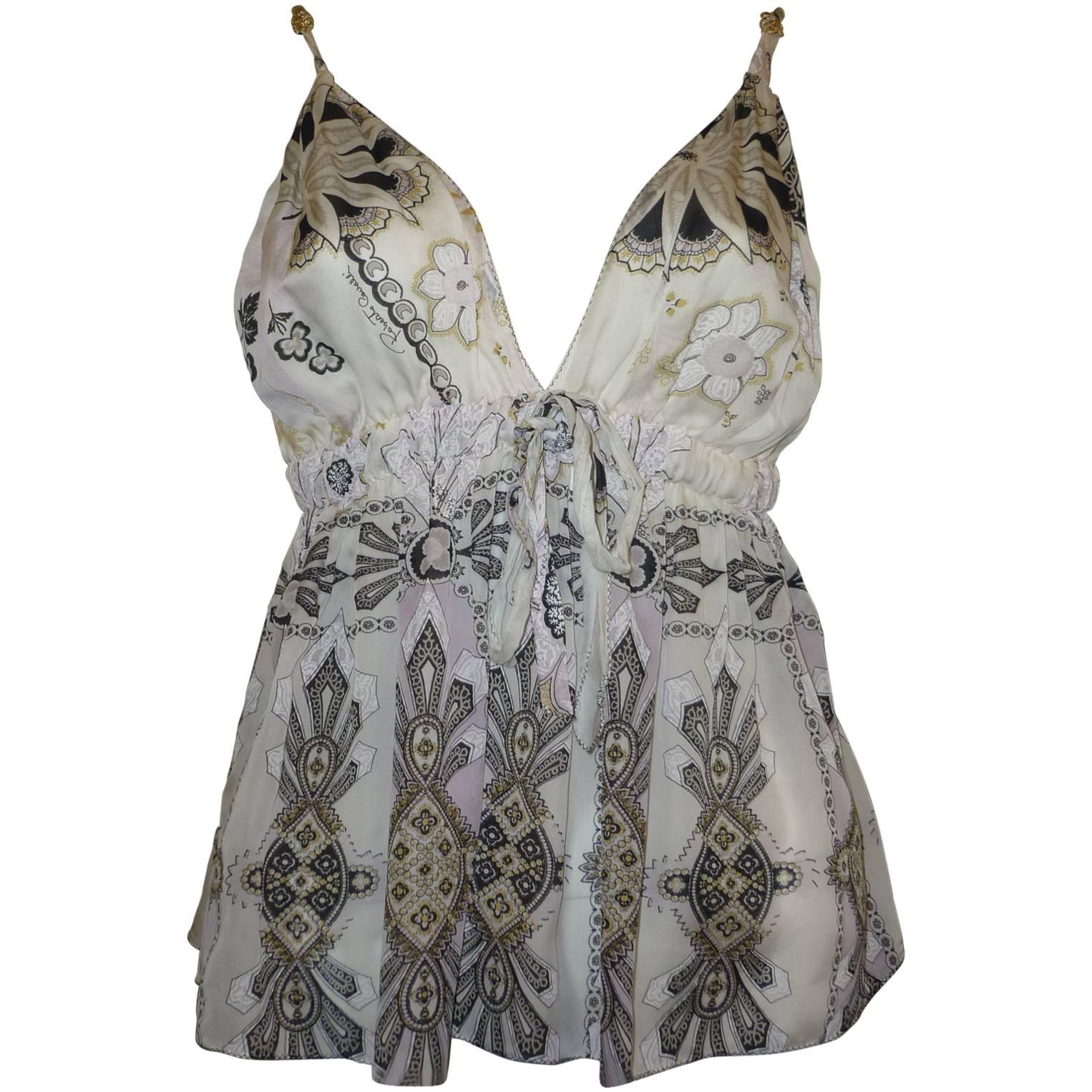 2000s Roberto Cavalli Chiffon Printed Top (S)