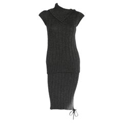UNWORN Chanel Charcoal Grey Cashmere Blend Skirt Top Set Ensemble as Dress 38