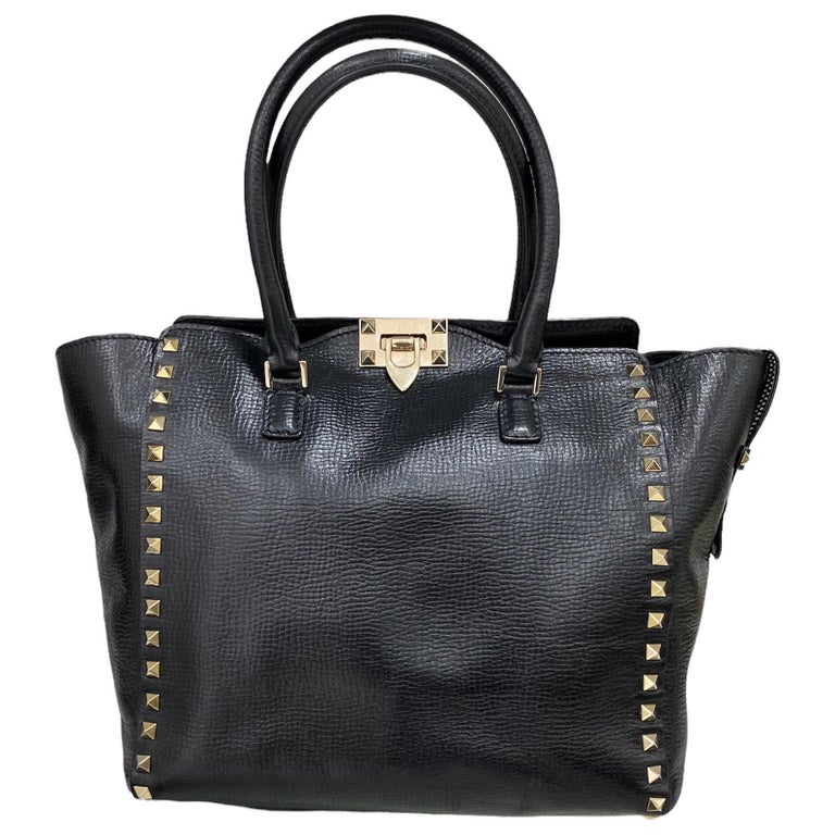 Valentino Rockstud Black Shopper Shoulder Bag For Sale at 1stDibs