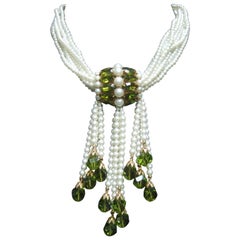 Exquisite Glittering Crystal Pearl Beaded Necklace 
