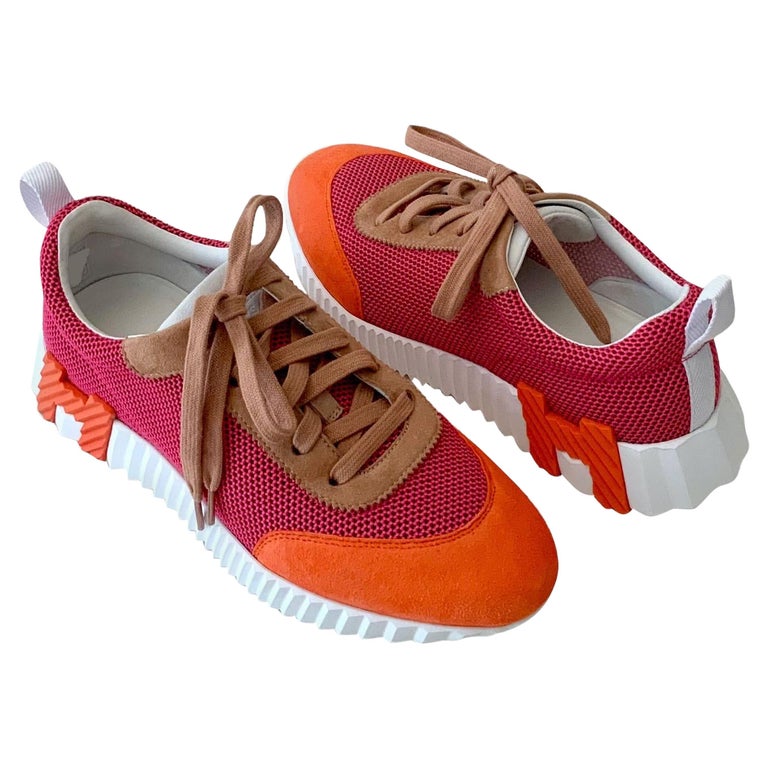 Hermès Pink and Orange Bouncing Sneakers For Sale