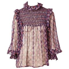 Vintage Yves Saint Laurent Foulard Print Chiffon Blouse