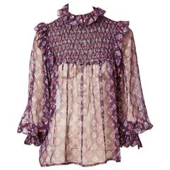 Yves Saint Laurent Foulard Print Chiffon Blouse 