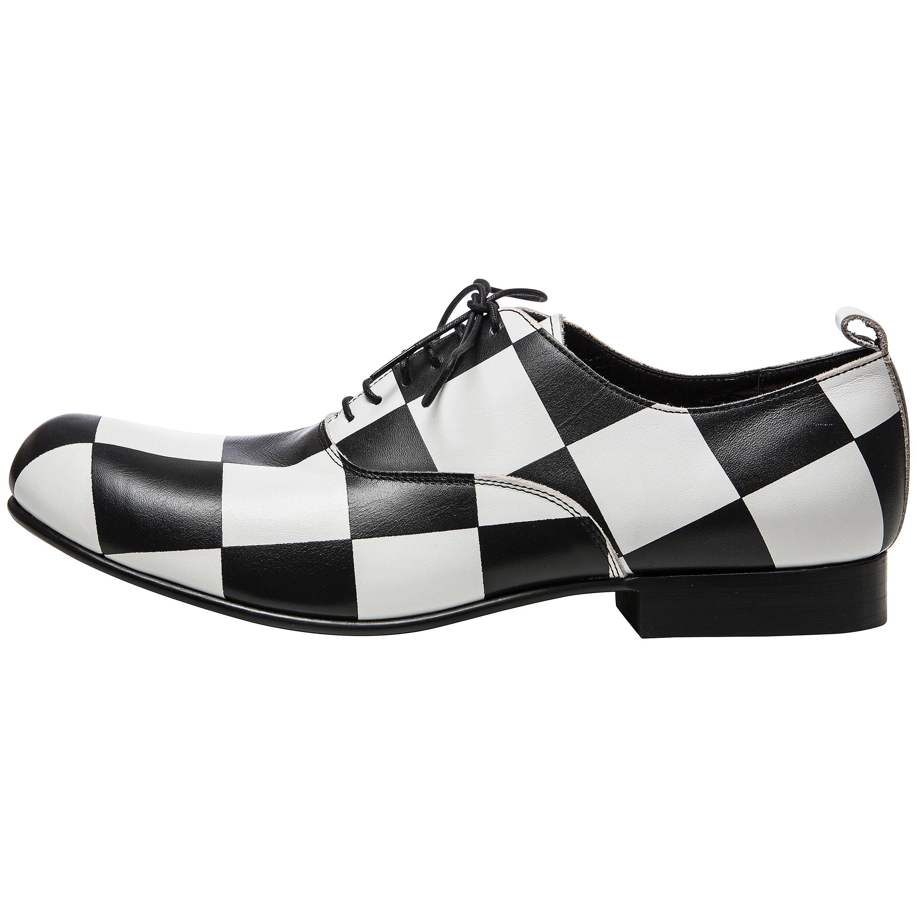 Comme des Garcons Men's Black and White Checkered Leather Shoes, Spring 2013