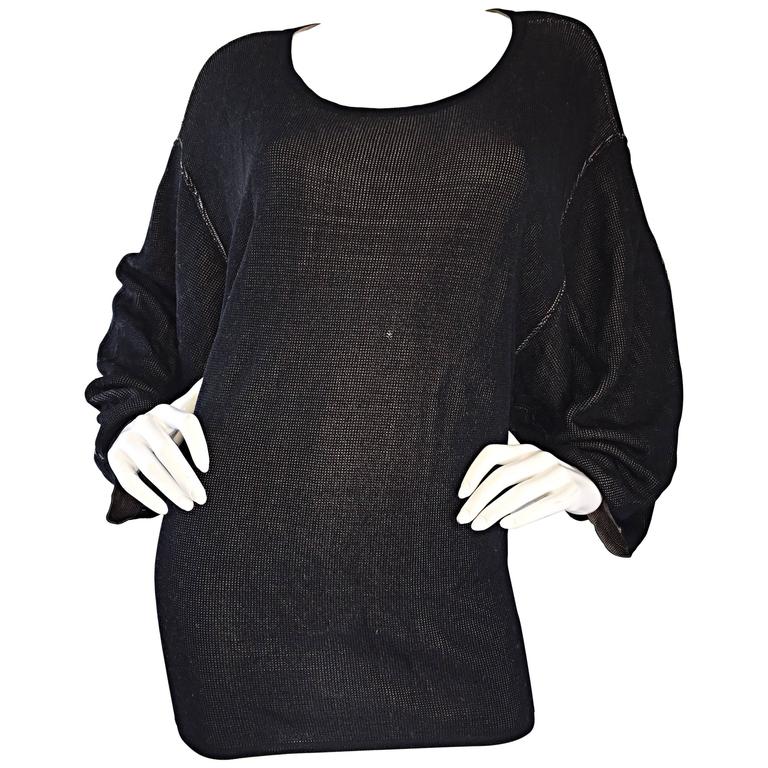 1980s Azzedine Alaia Black Dolman Sleeve Vintage 80s Mini Dress or