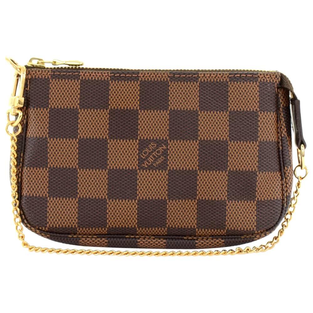 Louis Vuitton Mini Pochette Accessories Ebene Damier Canvas Pouch Bag