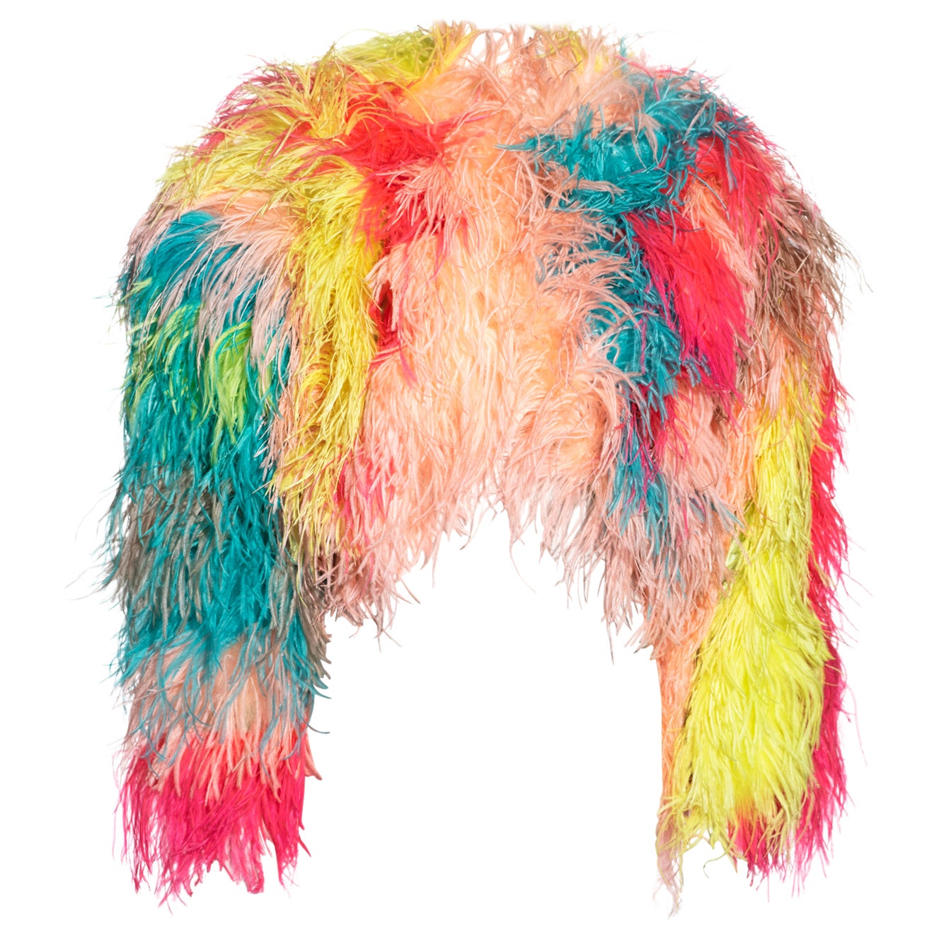 Dolce & Gabbana multicoloured ostrich feather-embellished bolero jacket, fw 2021