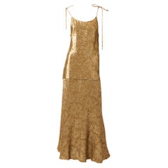 Vintage Mary Mcfadden Gold Lamé Bias Cut Ensemble