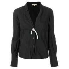 2000s Romeo Gigli Vintage black cotton V-neck blouse