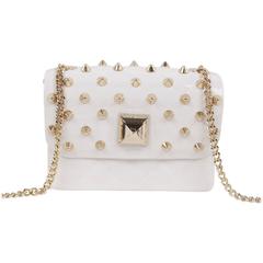 HERVE GUYEL White Rubber SECRET BAG Studded MINI SHOULDER BAG w/ BOX