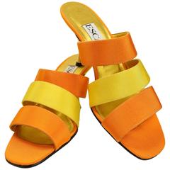 Escada Bi Tones Orange and Yellow Straps Sandals Heels 7