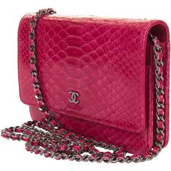 SO SO RARE Chanel 'Tres Chic' WOC Bag in Fushia Pink Python with SHW - Pristine
